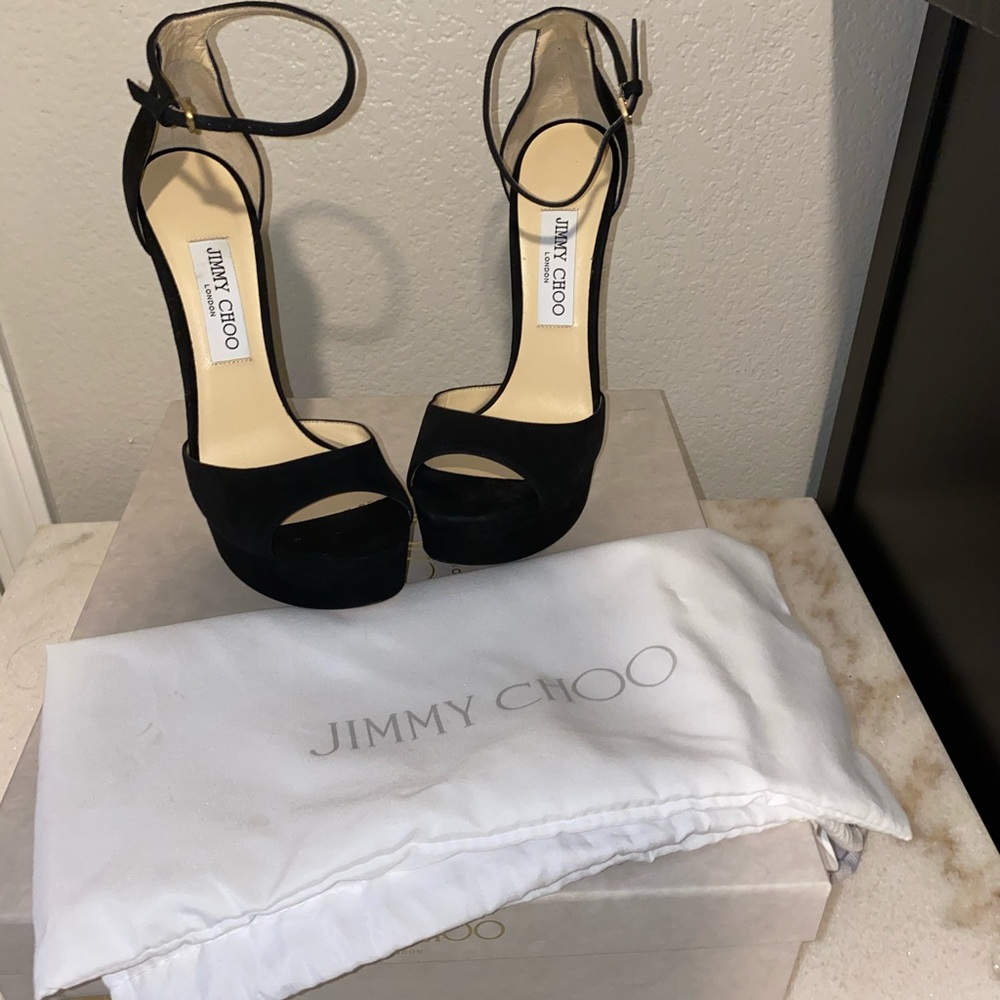 COPY - Jimmy Choo Max 150 Suede Open Toe Platform Heels